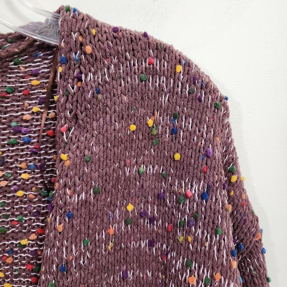 143 Story by Line up open front pom pom confetti long sweater woman's size s - Picture 3 of 10